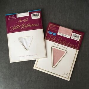 Hanes Silk Reflections Pantyhose‎ Size AB Control Top Sandalfoot Pink Mist White